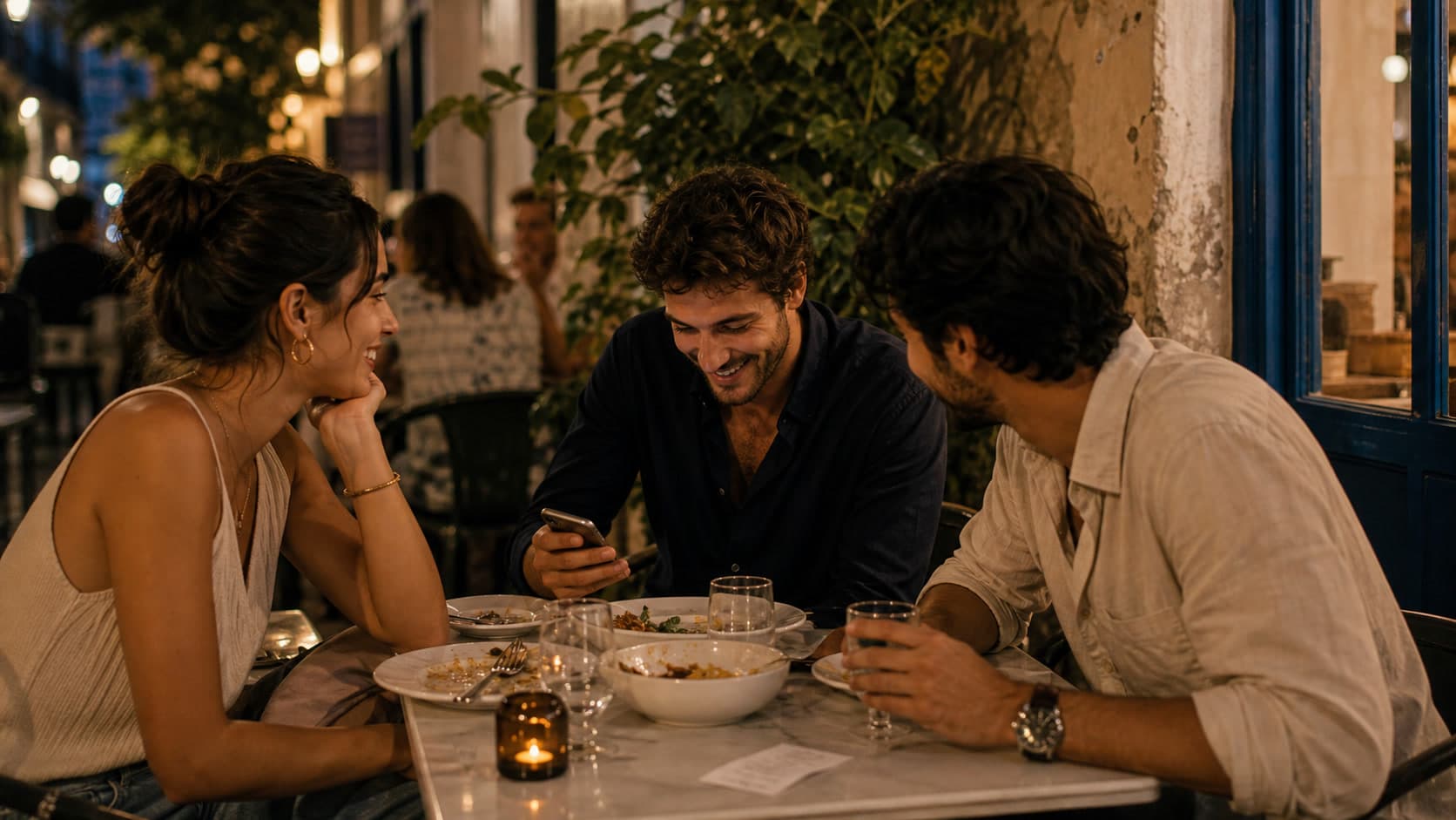 Traveler reviewing trip budget and shared expenses