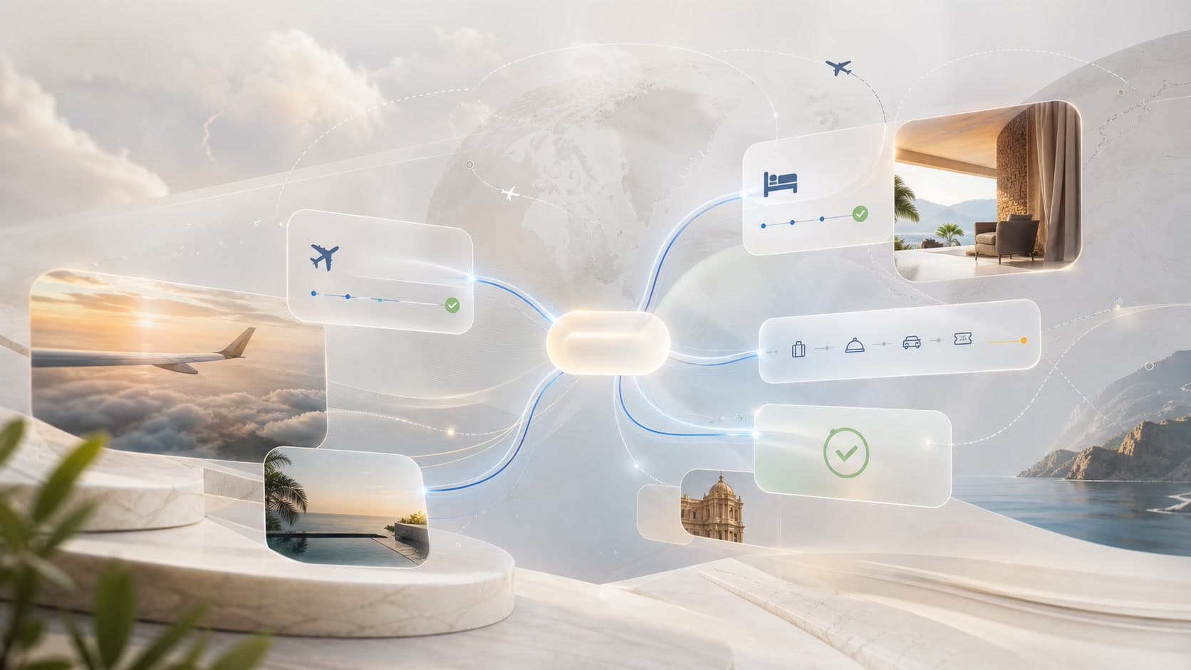 Destinflow package search preview with flights stays and itinerary context